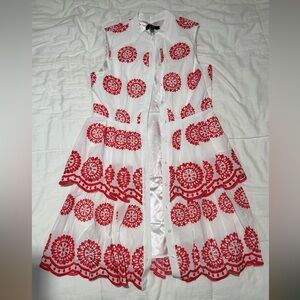 Alex Marie White & Red Embroidered Dress - Size 10
